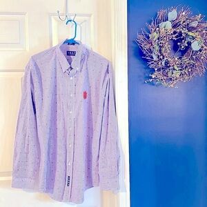 Vesi Purple & White 100% Cotton Preshrunk Long Sleeve Clemson Button Down Sz L